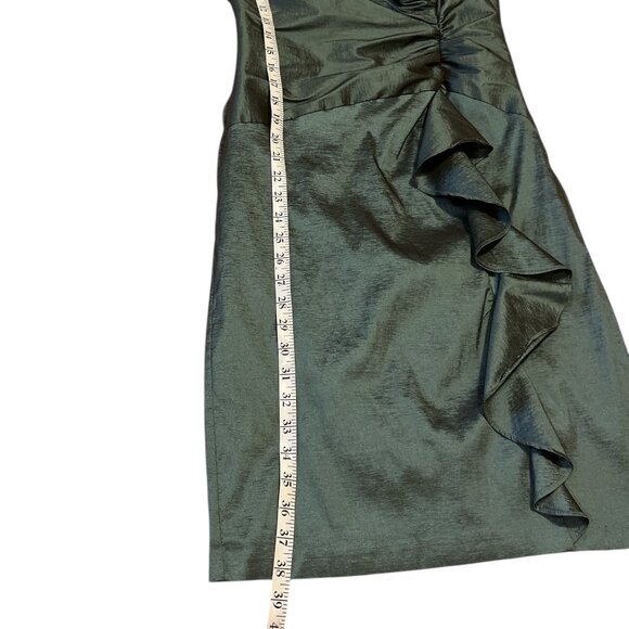 R&M RICHARDS Dress One Shoulder Gems Shimmer Fabric Size 8 Green - Picture 11 of 13